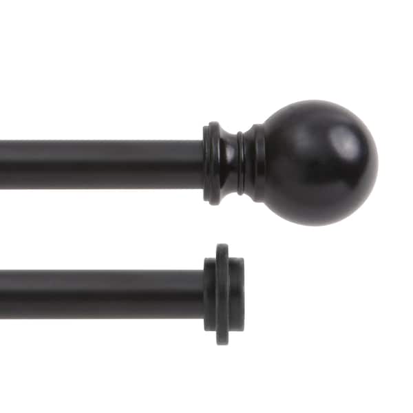 Kenney Mfg Kenney Ball 5/8" Standard Decorative Window Double Curtain Rod, 36-66", Matte Black KN75917NP - main